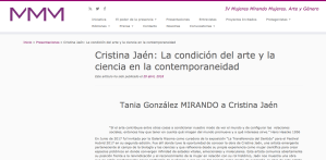 Cristina Jaén La condición del arte y la ciencia en la contemporaneidad Mujeres Mirando Mujeres